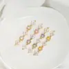 Cadena de Trébol de Cuatro Hojas con Circonita Chapada en Oro de 14K Pulsera de Cristal Hecha a Mano DIY Accesorios de Joyería de Estrella de Seis Puntas Cadena Media
