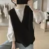Cárdigan de punto con cuello en V estilo japonés para mujer, nuevo diseño de primavera/otoño, corte holgado, efecto adelgazante, top tipo chaleco simple y casual