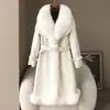 Pequena Quantidade de Roupas: Casaco de Lã Dupla Face com Gola Grande de Pelo de Raposa - Estilo Designer Primavera 2026 - 100% Lã