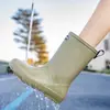 Botas de Lluvia de Caña Alta para Mujer, Moda de Exportación Estilo Japonés y Coreano, Zapatos Largos Impermeables, Modelo Nuevo de Zapatos de Agua, Zapatos sin Cordones para Niños