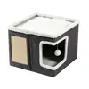 Producto más vendido transfronterizo: Nido de felpa personalizado para mascotas de cuatro estaciones, plegable y lavable, nido para mascotas con función de almacenamiento, rascador para gatos plegable