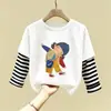 Camiseta de manga larga de algodón puro para niñas, camiseta básica moderna y versátil, top interior elegante para niñas, ropa de otoño para bebés y niños pequeños