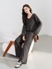 Conjunto de Punto Casual Sencillo Japonés y Coreano para Mujer Moda Otoño e Invierno 2025 Suéter Holgado Color Sólido Cuello en V Conjunto de Dos Piezas
