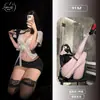Ropa Interior Sexy Talla Grande Amigo Naranja para Pechos Pequeños, Uniforme de Secretaria Coqueta, Conjunto Bodycon Tentación Pura Qqny 9132