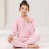 Traje de ropa interior de algodón de color terciopelo sin huesos para niños y niñas, Ropa de casa de algodón para bebé, cuello medio, ropa interior térmica larga