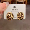 Pendientes de Metal Ovalados con Estampado de Leopardo Exagerados, de Moda Personalizada Transfronteriza Europea y Americana, Pendientes de Lujo Ligero y Diseño Único para Mujer