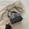 Bolsa Feminina Estampa de Leopardo Moda Vintage Textura Bolsa de Mão 2024 Bolsa Quadrada Pequena de Axila Novo Estilo Bolsa de Ombro Feminina