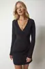 Ropa de Mujer Europea y Americana Transfronteriza de Amazon 2026 Moda Sexy Escote en V Profundo Sexy Vestido de Manga Larga Otoño e Invierno Cintura Alta