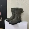 Nuevas botas cortas para mujer 2026 otoño e invierno botas para mujer botas vaqueras con hebilla de cinturón botas cortas botas Martin de suela gruesa retro para mujer