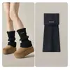 Cubiertas de calcetín de punto abotonadas con puño estilo retro coreano para mujer, otoño e invierno, versátiles, adelgazantes y cálidas