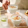 Taza de vidrio resistente al calor con tapa, taza de desayuno, taza de avena, taza de té con flores para oficina, taza de café, taza de leche, taza de jugo para el hogar