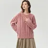 75% cachemira, 25% seda de morera, suéter de punto para mujer con cuello redondo, nuevo estilo de otoño, capa base de corte holgado, suéter de manga larga