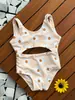 6-12M,12-18M,18-24M,2-3Años3-4Años traje de baño de una pieza para niños con flores brillantes