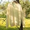 Suéter Suelto y Suave para Mujer, Camiseta Base de Punto de Cachemir Puro con Forro Polar Adelgazante, Blanco
