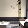 Pintura a Tinta Estilo Chino Moderno Hojas de Bambú Fondo de Sala de Estar Papel Tapiz Dormitorio Golondrina Estudio Sala de Té Papel Tapiz Hotel Revestimiento de Pared