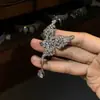 Lujo Ligero Nuevo Estilo Diamante Brillante Forma de Mariposa Hada Pendientes de Elfo Accesorios para Vestido de Novia Super Brillantes Pendientes