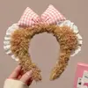 Diadema de corona alta estilo coreano, diadema de borde ancho, diadema para lavarse la cara con dientes, accesorio para el cabello de tela a cuadros de alta gama