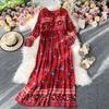 Fotógrafo de Viagem Tailandês Estilo Étnico Retrô Vestido Longo Boêmio Solto Floral Longo Vestido de Férias para Praia