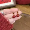Brincos de Contas Vermelhas de Ano Novo para Mulheres, Brincos Versáteis Estilosos de Nicho Único, Novos Brincos Populares de Alto Padrão 2026