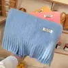 Bufanda Azul de Color Sólido para Otoño e Invierno para Mujer, Estilo Coreano con Borlas Versátil Engrosada Calentador de Cuello Cálido para Estudiantes Cachemira Sintética Suave Calentador de Cuello