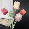 Flor artificial, tallo único, decoración para sala de estar del hogar, ramo de flores artificiales, flor de cardo nórdico aterciopelada, decoración de boda