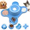 Alfombrilla de silicona para lamer mascotas 3 en 1 directa de fábrica con ventosa fuerte, alfombrilla desmontable con bola rodante para alimentación lenta para gatos y perros