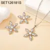 Conjunto de Collar y Pendientes Colgantes de Perla Flor Dorada, Cadena para Clavícula de Moda de Lujo Ligero, Joyería al por Mayor Estilo Europeo y Americano