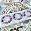 Pulsera de Cristal Torre Morado Natural para Mujer, Moderna, Lujo Ligero, Diseño Sencillo de Joyería de Cristal Blanco, Pulsera de Cristal de Gama Alta