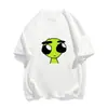 Camiseta divertida de algodão puro com estampa abstrata de emoji de alienígena, manga curta, corte solto para o verão, top unissex