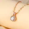 Collar Colgante de Princesa Redondo de Zirconia de un Quilate con Diamantes Completos, Artesanía Exquisita Transfronteriza, Cadena para Clavícula de Lujo Ligero, Elegante y Versátil