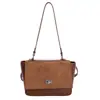 Bolsa Tote Casual de Grande Capacidade para Mulheres Outono 2025 Nova Luxo Acessível Costura Cor Contrastante Bolsa de Ombro Único Transversal de Alta Qualidade