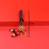 Se puede hacer tú mismo con cuerda roja creativa, cinco monedas de emperador, accesorios semiacabados para llaveros, accesorios para bolsos, colgante para coche, generación