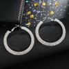 Pendientes Distintivos Estilo Coreano para Mujer Círculo Completo de Diamantes Aro Grande para Oreja Anillo de Oreja Redondo Brillante de Diamante Flash de Lujo Auricular para Oreja E6702