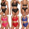 Nova lingerie sexy europeia e americana de 2021, pijama sexy de renda feminina aberto peça única sem costas transparente