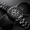 Reloj de pulsera de acero de AliExpress para hombre, con tres esferas y seis agujas luminosas, calendario europeo y americano, resistente al agua, de cuarzo.