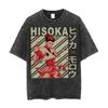 Camiseta Lavada Hunter X Hunter Hombre Estampado Anime Algodón Vintage