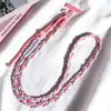Alça Transversal de Corda Trançada Colorida de Três Fios para Meninas, Cordão Ajustável Anti-Perda, Alça para Chaveiro, Cordão Grosso para Celular