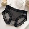 7A Calcinha Antibacteriana Estilo Japonês Novo para Menina com Renda, Fina e Sexy Cintura Média Cavas Cavadas Renda Fofa Algodão Puro Virilha Triângulo