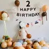 Ins Coreano Feliz Aniversário Letra Marrom Bandeira de TNT Bebê Cem Dias Festa Infantil Arranjo