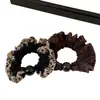 Goma Elástica de Leopardo con Volantes de Encaje para Recoger el Cabello Moda para Cola de Caballo Banda Versátil para Moño Accesorio para el Cabello para Mujeres