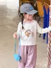 Roupas infantis Suzhili, conjunto de outono para meninas, roupa casual estilo coreano, conjunto infantil de blusa de manga comprida e calça de moletom, roupas de bebê menina categoria A