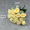 Flores artificiales personalizadas para bodas, flores artificiales de rosa de 18 cabezas para decoración del hogar, ramo de novia de seda