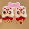 Horquilla Roja de Año Nuevo para Niñas con Lazo, Accesorio para el Cabello, Tocado Tradicional Chino de Año Nuevo, Pinza para el Cabello con Peluca de Estilo Chino para Niñas Hanfu