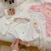 Cárdigan de principios de otoño para niña, color caramelo, cara sonriente, capa base, dulce, versátil, amigable con la piel, cómodo, top para bebé, cárdigan de manga larga