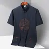 Traje Tang de Verano para Hombre de Manga Corta para Personas de Mediana Edad y Mayores, Atuendo de Verano para Papá, Hanfu Delgado de Seda de Hielo, Ropa para Hombres Mayores, Abuelo