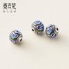 999 Plata Pura Distressed Pegamento Ruyi Cuentas Espaciadoras Redondas de 8 mm Pulsera de Cuentas Sueltas DIY Hecho a Mano Material de Cuerda Accesorios T0574