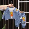 Ropa Nueva de Primavera Otoño para Niños Ropa Elegante de Primavera y Otoño para Niños Ropa de Moda para Niños Conjunto Casual de Mezclilla de Patito Amarillo
