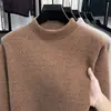 Suéter Grueso de Cuello Redondo de Terciopelo Falso de Visón para Hombre con Tejido de Punto, Camiseta Base de Terciopelo Grueso de Color Sólido para Hombre