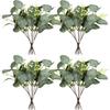 Esquejes de Hojas de Eucalipto Artificiales Transfronterizos con Ramas Cortas y Fruto, Hojas de Dinero para Decoración de Bodas y Festivales, Plantas Artificiales con Apariencia de Hojas