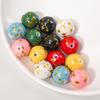 Cuentas redondas acrílicas sueltas de 16 mm pintadas creativamente con color de pintura, material para joyería femenina, accesorios para pulsera y aretes DIY